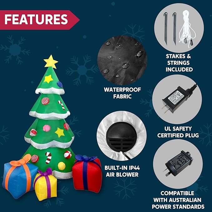 Joiedomi 7 FT Christmas Tree Inflatables Outdoor Decoration, Giant Christmas Inflatable Tree with 3 Gift Boxes with Build-in LEDs for Blow Up Xmas Decoration, Indoor Outdoor Yard Garden Lawn Décor