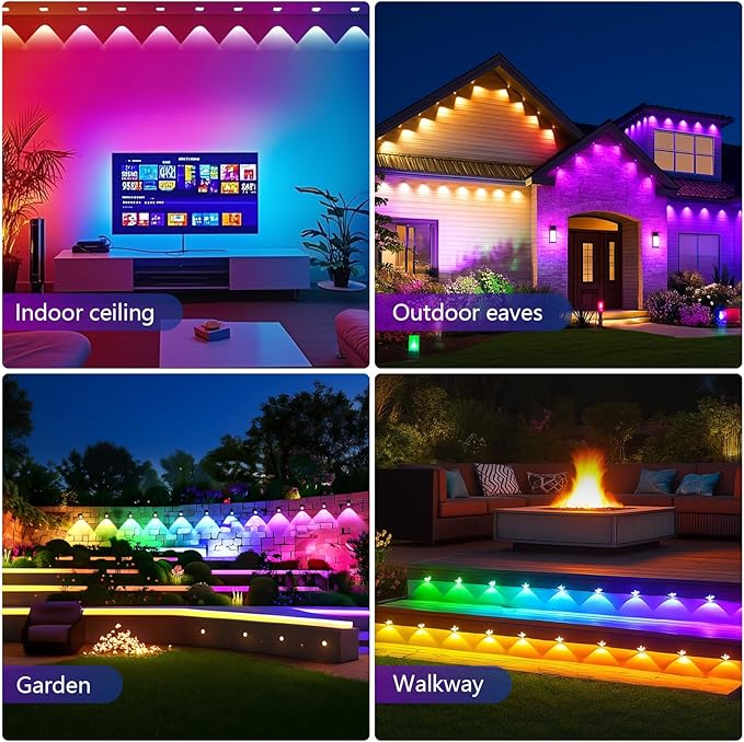 RGB Permanent Outdoor Lights 50ft 30 LEDs - Outdoor Lights under Eave for House Decoration with App Control &Remote,Smart Lighting Support with Alexa & Google Assistant for Party, Halloween,Christmas
