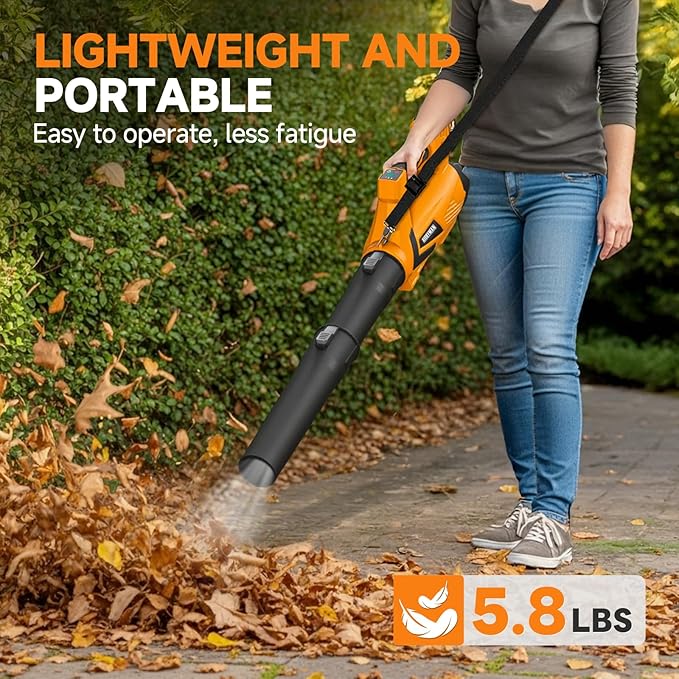 Alloyman 40V Battery Powered Leaf Blower Cordless with 2¡¿2.0Ah Battery and Charger, 650CFM Brushless Handheld Blowers, 3 Speed+Turbo Mode Electric Leaf Blower for Lawn Care, Leaves, Dust, Snow