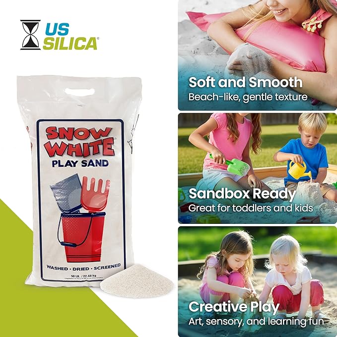 3 Pack Large 50 Pound Play Sand, Finely Graded, Fully Washed and Easy to Use for Children's Art, Trays, and Sandbox