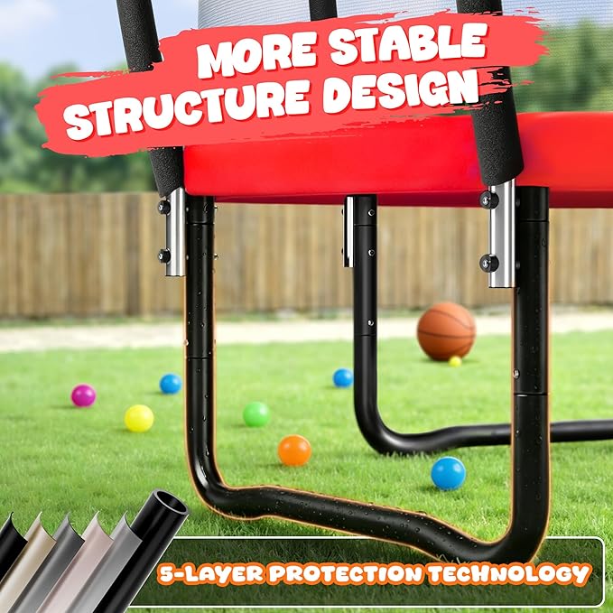 Trampoline 8FT 10FT 12FT 14FT 15FT 16FT, Recreational Trampolines with Enclosure Net and Ladder, Outdoor Anti-Rust Trampolines for Kids and Adults, ASTM Approved