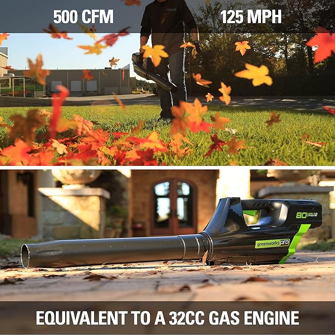 Greenworks 80V Brushless Cordless Yard Tool Combo Kit with 2.0Ah Battery & Rapid Charger ? 16 Dual-Line String Trimmer and 500 CFM / 125 MPH Leaf Blower, Variable Speed, 4-Year Warranty