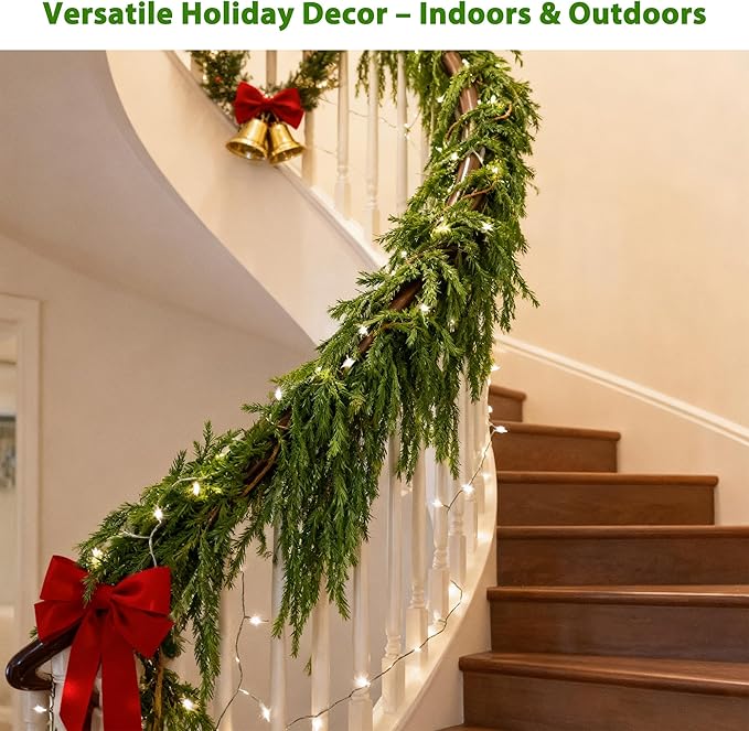 2 Pcs 6FT Artificial Norfolk Pine Christmas Greenery – Realistic Winter Pine Decoration for Mantle, Fireplace, Table, Wall, Indoor Outdoor Holiday Use