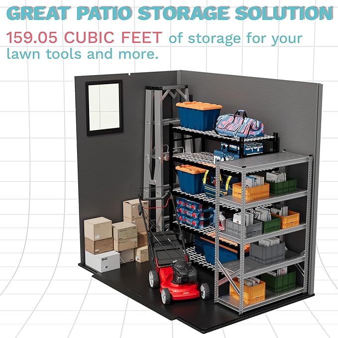 Devoko 6x4 FT Plastic Outdoor Storage Shed - Lockable Resin Tool Shed with Window & Floor - Easy Assembly for Garden, Backyard, Dark Gray