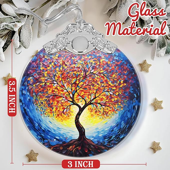 Tree of Life 2025 Christmas Ornaments - Christmas Tree Ornaments, Stained Glass Holiday Decor for Tree & Gift Exchange