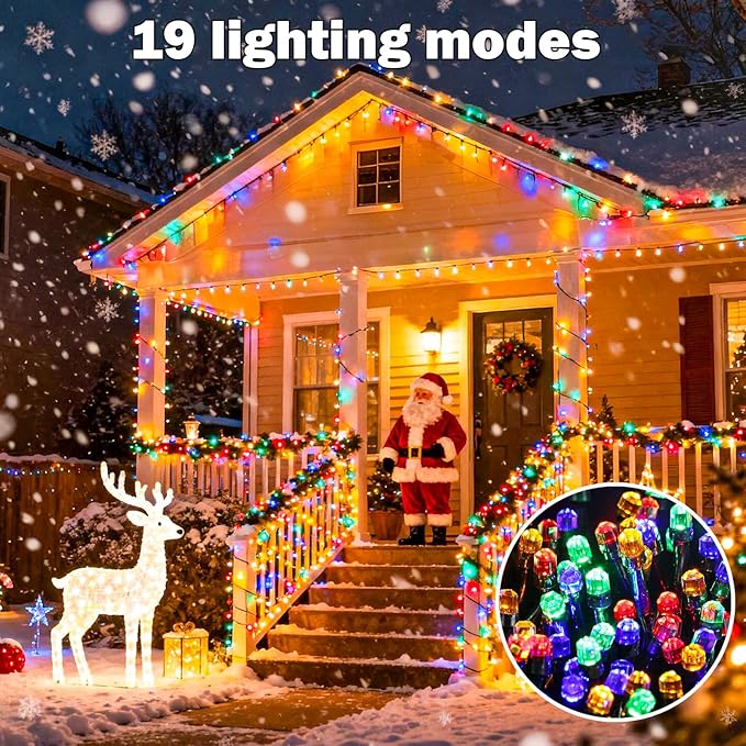 SOLARBABY Solar Christmas Lights Outdoor,142Ft Big 400 LED Beads Solar String Lights with Remote,19 Modes Fairy Christmas Light Solar Waterproof for Garden Patio Xmas Tree Christma Decor,Multicolor