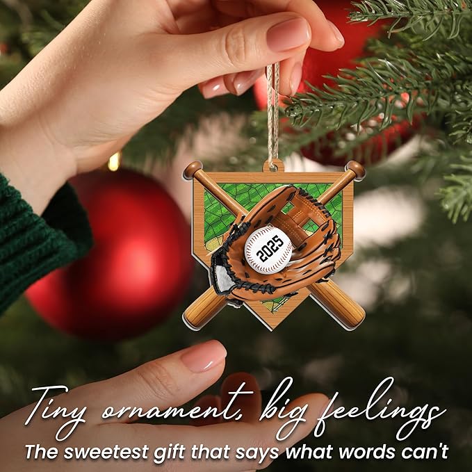 FLAGWIX Baseball Ornaments for Christmas Tree - 2D Flat (Not 3D) Suncatcher Christmas Ornaments 2025 for Tree Decorations - Baseball Gifts for Boys 12-14 and 8-12, Sports Gifts for Boys Son Team Coach
