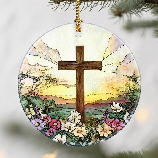 Stained Glass Cross Ornaments, Christian Christmas Ornaments: Christmas Tree Decorations, Easter Faith Cross Home Decor, Stocking Stuffers, Gift Ideas, Xmas Gift, Christian Gifts & Gifts For Religious