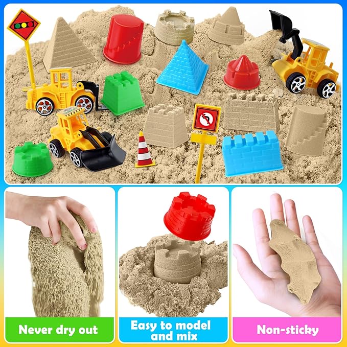Sensory Bin, Construction Kit with Sensory Sand, Play Sand Pretend Play Beach Toy, Sandbox for Girls and Boys