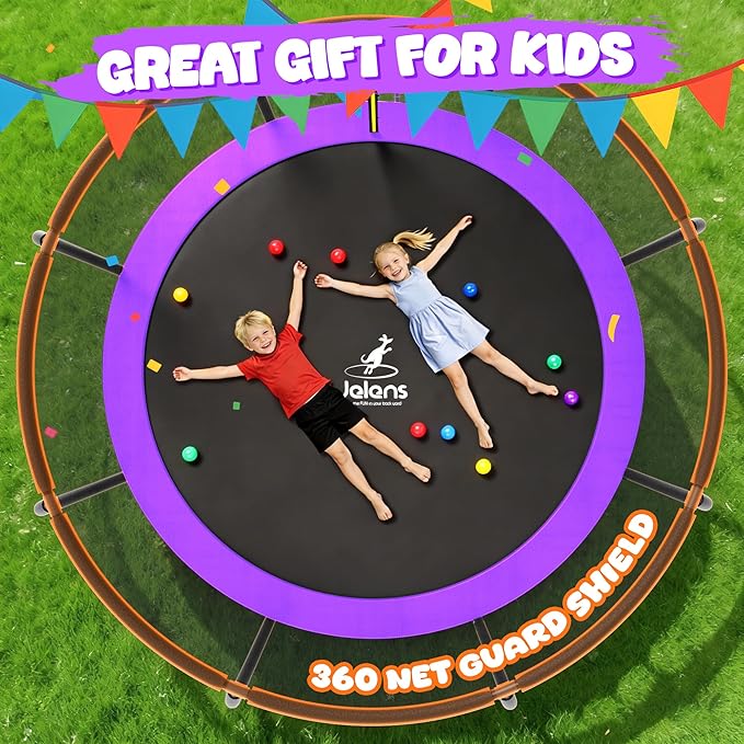 Trampoline 8FT 10FT 12FT 14FT 15FT 16FT, Recreational Trampolines with Enclosure Net and Ladder, Outdoor Anti-Rust Trampolines for Kids and Adults, ASTM Approved