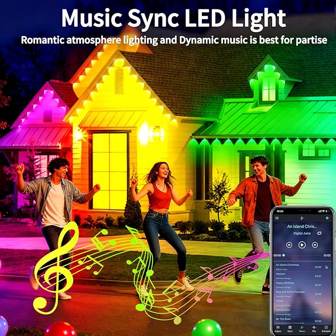 100ft Permanent Outdoor Light, RGB Smart Outdoor eave Lights with APP & Remote Control,timed Music synchronisation IP67 Waterproof LED eave Light,Suitable for Party,Halloween,Christmas,Rooftop,Garden