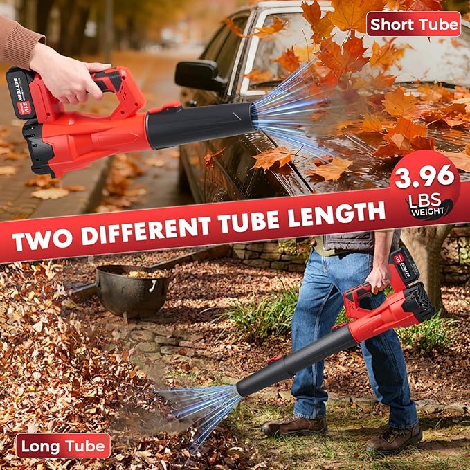 6-Speed Modes Cordless Leaf Blower 21V,200MPH High-Velocity Electric Blower,Lightweight for Dry/Wet Leaves,Lawn Debris,Garage and Driveway Cleaning,Red
