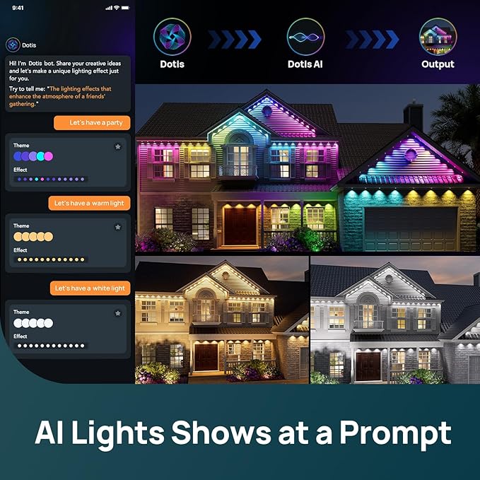 Linkind Permanent Outdoor Lights HP5,Smart AI RGBTW 150ft Christmas Lights, 85 Scenes Modes for Daily Holiday Halloween Decorations,IP67 Waterproof, Compatible with Alexa,Google Assistant