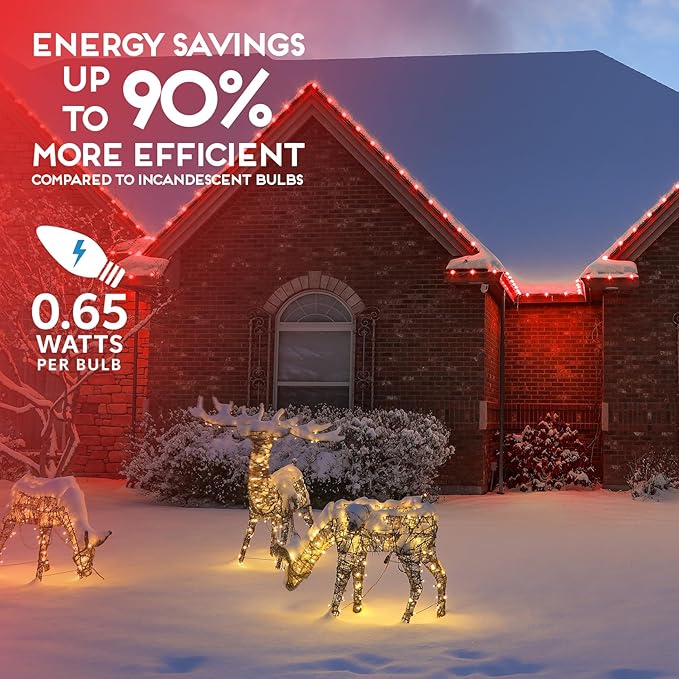 HLO Lighting Set of 500 Red C9 Faceted LED Christmas Light Bulbs for Indoor & Outdoor Use | Durable Replacement Bulbs