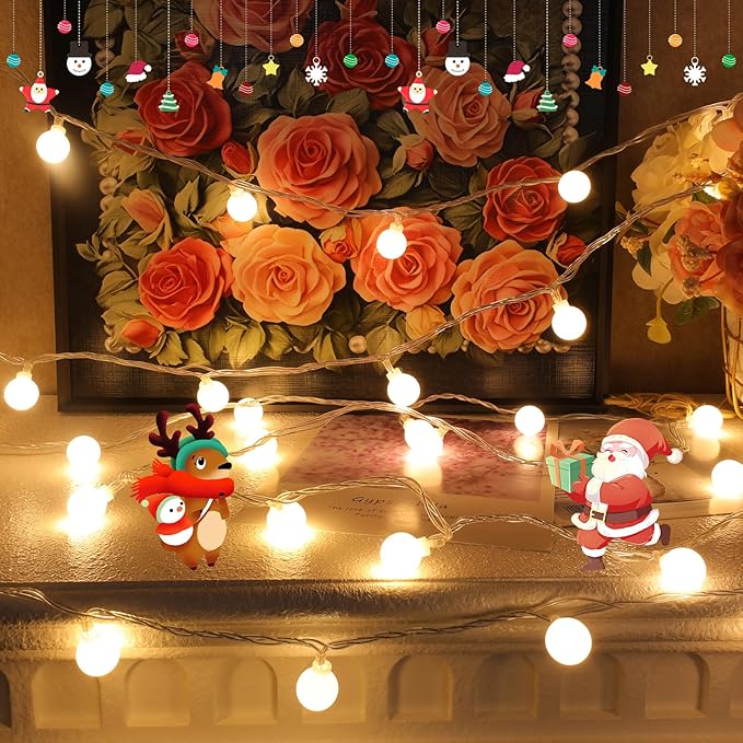 33FT 100LED Christmas Globe Lights Plug in 8 Modes with Remote,Indoor Outdoor Christmas Fairy Lights for Bedroom Party Wedding Garden Christmas Tree Decor(Warm White)