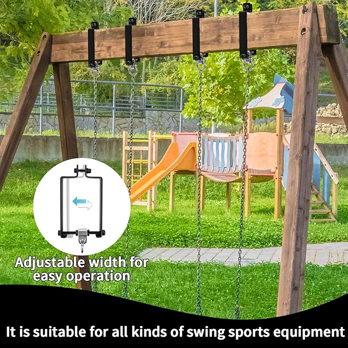 Heavy Duty Swing Hangers with 180¡Æ Snap Hooks Metal Swingset Accessories Swing Set Brackets Hardware Swingset Attachments Wooden Sets Playground Porch Outdoor Indoor (Black of 2Pcs)