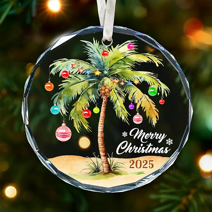 Palm Tree Christmas Ornament - Coastal Beach Ornaments for Christmas Tree, Ocean and Beachy Ornaments for Your Beach Themed, Unique Decorations for A Tropical Holiday