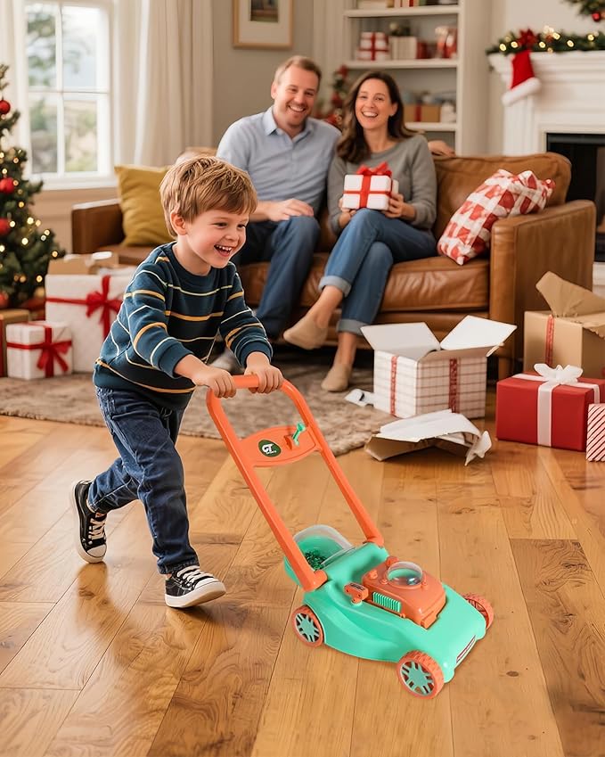 Kids Lawn Mower with Realistic Grass-Cutting Action and Sounds – No Batteries Required | Fun Outdoor Push Toy, Birthday Gift & Holiday Present for 3, 4, 5, 6, 7, 8 Year Old Boys and Girls (Green)