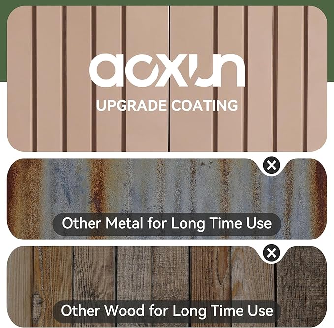 Aoxun 10 x 12FT Shed with Base Utility Garden Galvanized Steel Shed with Lockable Door & Sloped Roof Metal Sheds Outdoor Storage for Garden, Backyard, Patio and Backyard (Brown/Base Included)