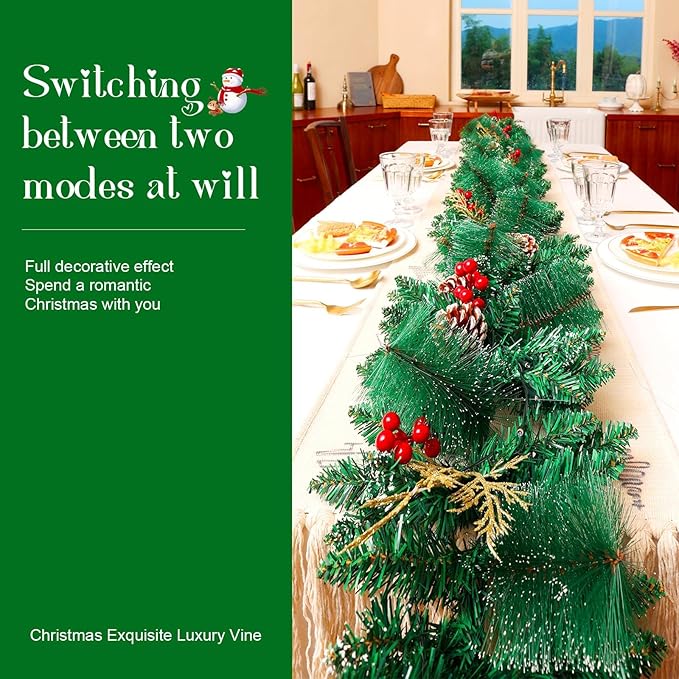 Joyhalo 9ft Christmas Decorations with Lights - Battery Operated Prelit Garland for Mantle, Stairs, Railing, Fireplace