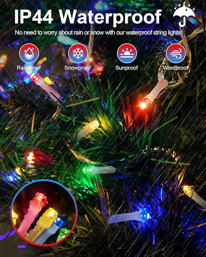 125 FT 380 LED Multicolor Christmas Lights, Extra Long Outdoor String Lights Waterproof, Timer & Memory, 8 Modes Dimmable Plug in Fairy for Classroom Decor Outside Tree Wedding Patry