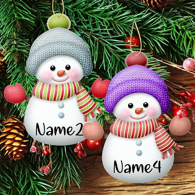 Personalized Christmas Ornaments 7PCS Custom Snowman Family Ornament Customized Family Ornaments with Names Snowman Xmas Tree Decorations Gifts - 3.15"（8cm）