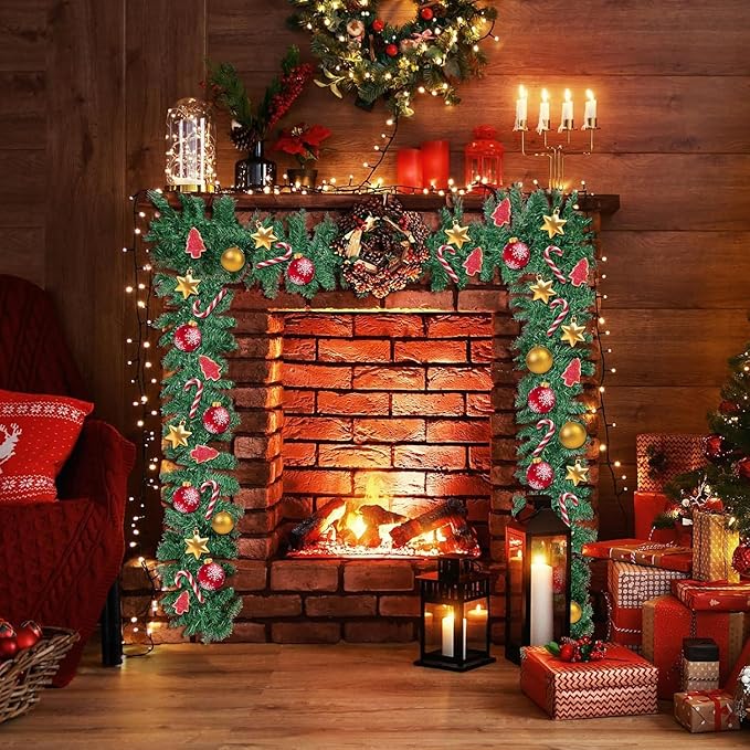 Incbruce 9 FT Artificial Christmas Garland Decorations, Green Pine Needles Garland for Wall, Home Fireplace, Table, Indoor, Outdoor Holiday Christmas Decorations (Pack of 1)