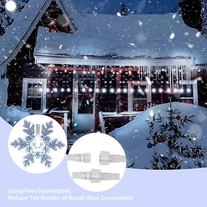 LED Christmas Curtain Lights,Snowflake Lights Decorations with Remote Control,USB Powered 24 Snowflakes 120 LEDs Window String Lights with 8 Modes Decor Christmas Wedding Party Wall Home Decor