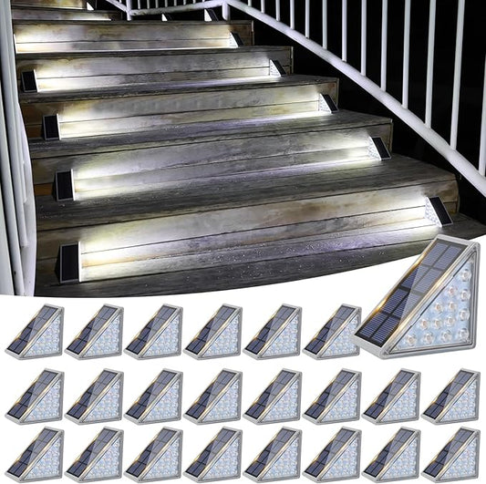 VOLISUN Solar Stair Lights 24 Pack, Solar Step Lights Waterproof IP67, Outdoor Step Light with 13 LEDs, Outdoor Lighting Decor for Yard Stair, Patio, Front Step, Front Porch and Deck(Cool White)