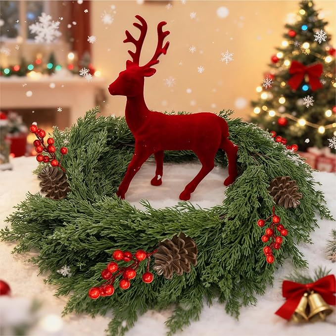 6FT Artificial Cedar Christmas Garland for Mantle Christmas Decorations Real Touch Realistic Greenery Faux Pine Garlands for Xmas Home Decoration Fake Winter Indoor Outdoor Garland Door Decor
