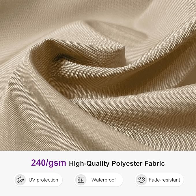 PURPLE LEAF 9' X 12' Double Top Deluxe Wood Pattern Rectangle Patio Umbrella Offset Hanging Umbrella Outdoor Market Umbrella Garden Umbrella, Beige