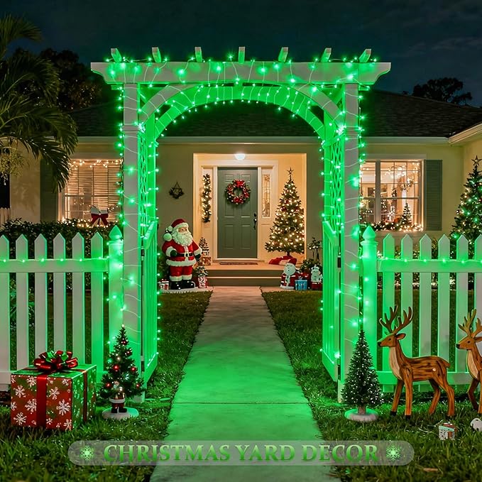 JMEXSUSS 2 Pack Green Christmas Lights, Each 33ft 100 LED Green Solar Lights Outdoor, Waterproof Solar Fairy String Light for Outside Patio Garden Party Tree Christmas Halloween Decorations