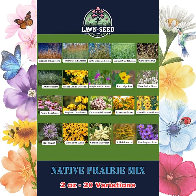 Native Prairie Mix (2oz) Sprinkle a Little Magic—Our Shade, Perennial, Hummingbird, Deer-Resistant, and Other mixes Bring Vibrant Color and pollinator Joy to Any Space.