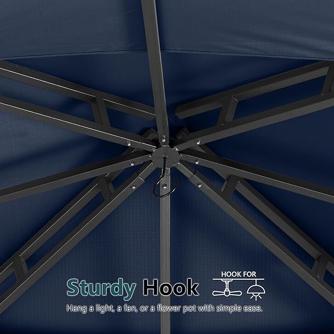 MASTERCANOPY Outdoor Garden Gazebo for Patios with Stable Steel Frame and Netting Walls (10x12,Navy Blue)