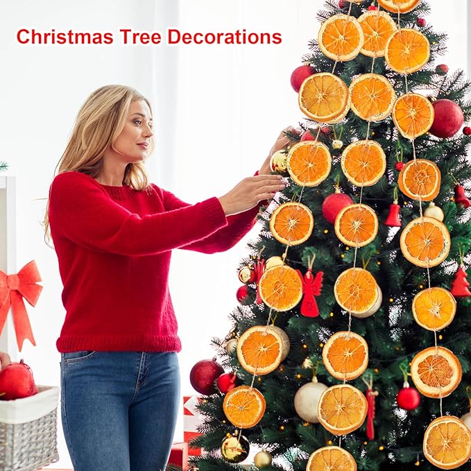Christmas Decorations, 3 Pcs 10ft Dried Orange Slice Christmas Garland, Rustic Orange Garland for Mantle Front Door Fireplace Home Wall Doorway Window Christmas Tree Porch Farmhouse Indoor Decor