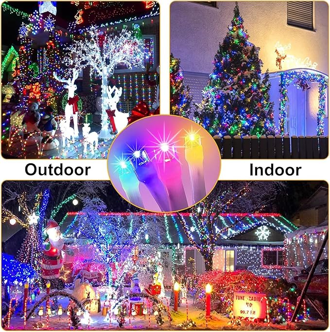 98Ft 300LED Christmas Lights Outdoor Decorations 8 Modes & Memory Timer Christmas Lights with Plug in Waterproof Fairy String Lights for Xmas Wedding Party Holiday Decor
