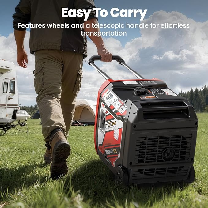 maXpeedingrods 6000 Watt Portable Inverter Generator with Bluetooth? App Remote Control, with Electric Start, Dual Voltage Output with Wheels and Telescopic Handle for Garden, RV Trips, Home Backup