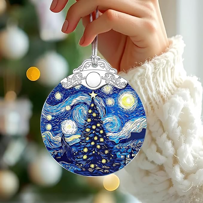 Christmas Ornament, Starry Night Christmas Tree Ornament, Starry Night Stained Glass Ornament, Van Goghs Keepsake, Holiday Decor, Xmas Stocking Stuffers, Gift Idea, Gifts for Friend and Family