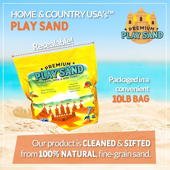 Play Sand for Kids - 10 lbs, Soft & Non-Toxic Natural Sand for Indoor and Outdoor Use