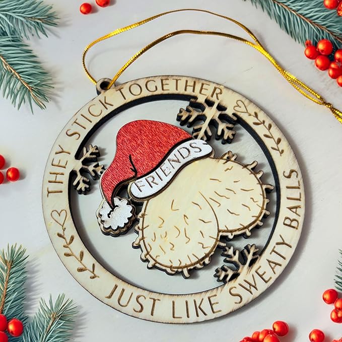 Fuck Ornament - Fuckin Christmas Tree Hanging Ornament - Friends Together Like Sweaty Balls Funny Christmas Ornament – Hilarious Wooden Holiday Decoration, 2024 Gag Gift for Fucking Friends
