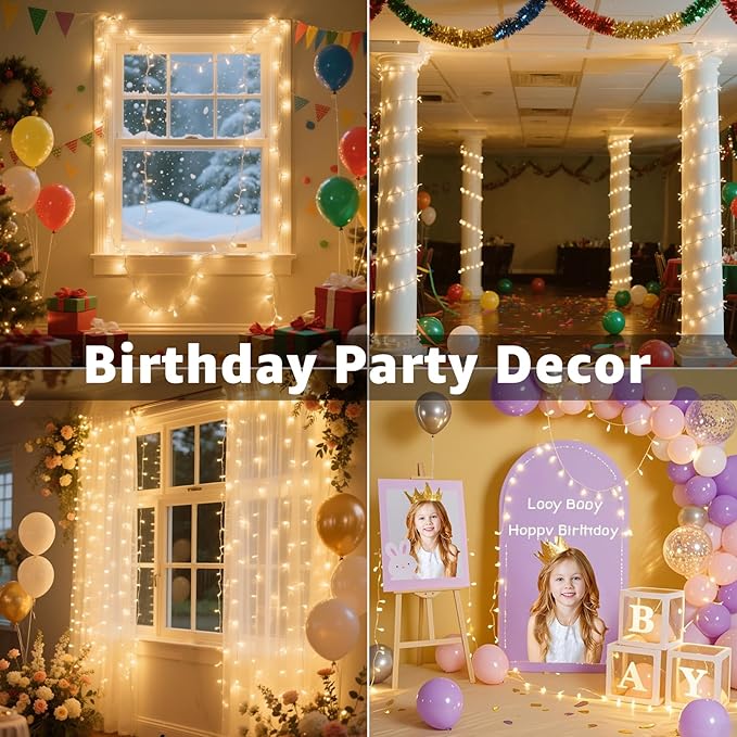 Connectable Warm White String Lights Indoor Bedroom, 8 Modes Christmas String Light Plug in Classroom Lights, 49ft 150 LED Fairy Twinkle Light for Wedding Holiday Christmas Decor