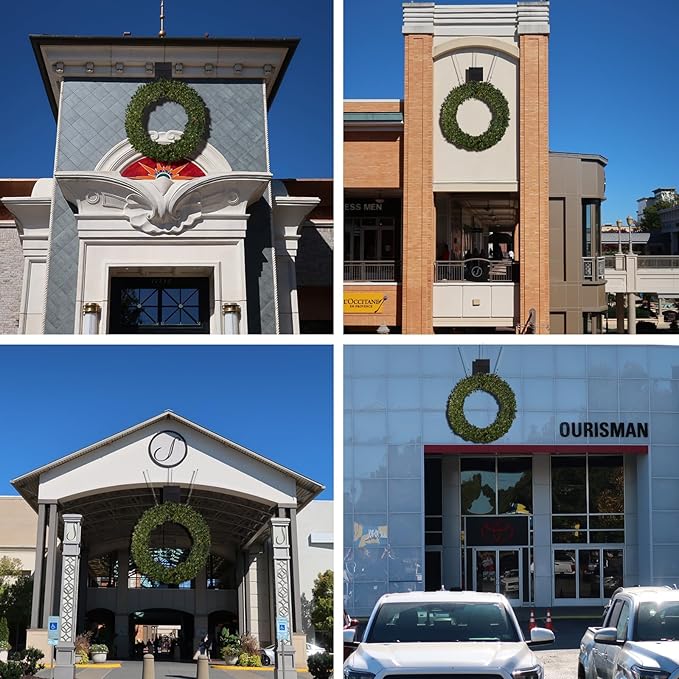 Solar Extra Large Christmas Wreath 96 Inch Pre-Lit Solar 1000 Led Warm White Lights Holiday Artificial Decor Lighted Wreath Outdoor for Green Christmas Decorations 96Inch(9601)