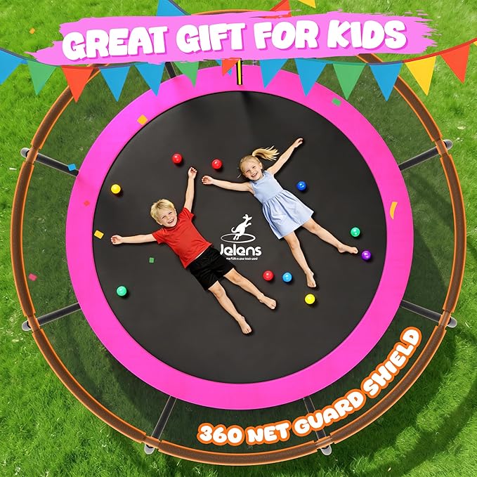 Trampoline 8FT 10FT 12FT 14FT 15FT 16FT, Recreational Trampolines with Enclosure Net and Ladder, Outdoor Anti-Rust Trampolines for Kids and Adults, ASTM Approved