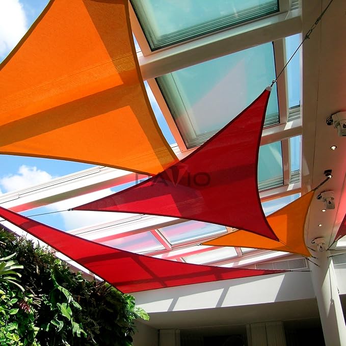Patio Paradise 6' x 6' x 6' Sun Shade Sail Triangle Canopy Shade Cloth Fabric Sunlight Block Patio Pergola Cover HDPE Deck Awning for Outdoor Backyard Roof Shading, Red