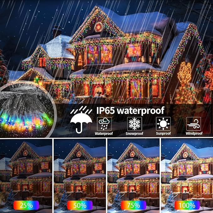 Solar Icicle Lights for Outside 66+16Ft 660LED Christmas Lights Outdoor Decorations Dual Color Changing Connectable Rechargeable Dimmable Remote Twinkle Fairy String Lights for Xmas Eaves House Roof