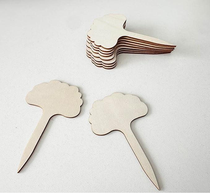 100 Pcs Wood Plant Labels, Natural Wooden Plant Marker Garden Sign Tags, Cloud Type Garden Markers for Succulents, Herbs, Seedlings, Potted, Flowers, Vegetables (Cloud)