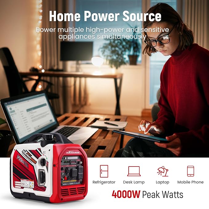maXpeedingrods 4000 Watt Inverter Generator Portable, Bluetooth? App Remote Data Monitor, RV Ready, Gas Powered Generator with CO Alarm for Outdoor Camping, Home Backup