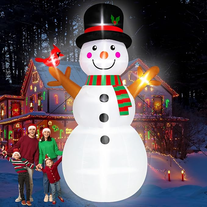 15FT Christmas Snowman, Huge Blow Up Snowman Inflatable Decor, Lighted Xmas Inflatables for Lawn Yard Holiday Party