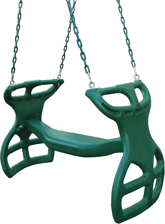 Swing-N-Slide WS 3452 Heavy Duty Two Person Dual Glider Swing, with Coated Chains to Prevent Pinching, 18 W x 25 in H x 40 L, Green