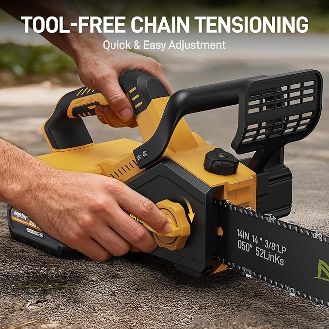 Cordless 40V 14 Chainsaw Compatible with Dewalt 20V MAX Battery, Electric Handheld Power Chain Saw w/ 1700W Brushless Motor, 40 Ft/s, (2) 4.0Ah Battery, Auto Oiler for Tree Wood Cutting Trimming
